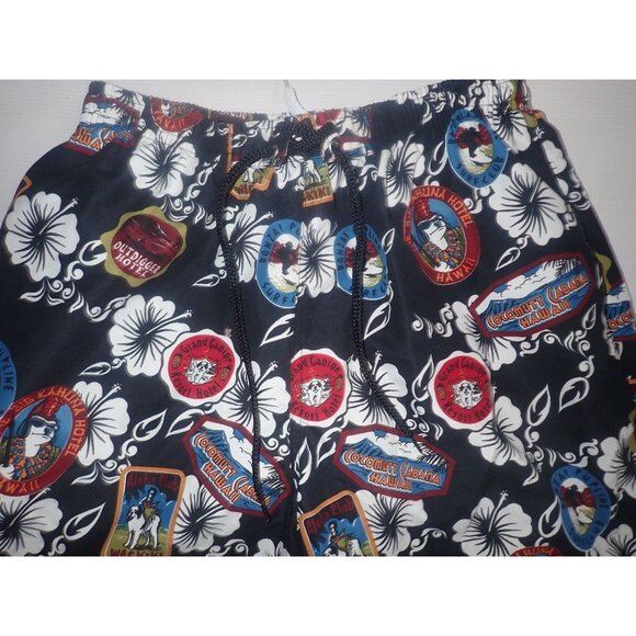 Big Dogs Swim Trunks Shorts Black Aloha Vacation Tropical Mesh Lined Mens‎ L - Picture 2 of 5